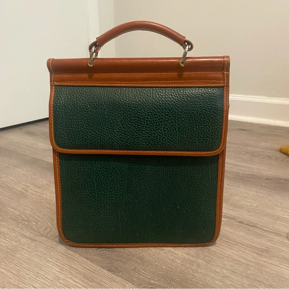 Vintage Dooney & Bourke satchel handbag green leather 8x10 - Picture 2 of 10